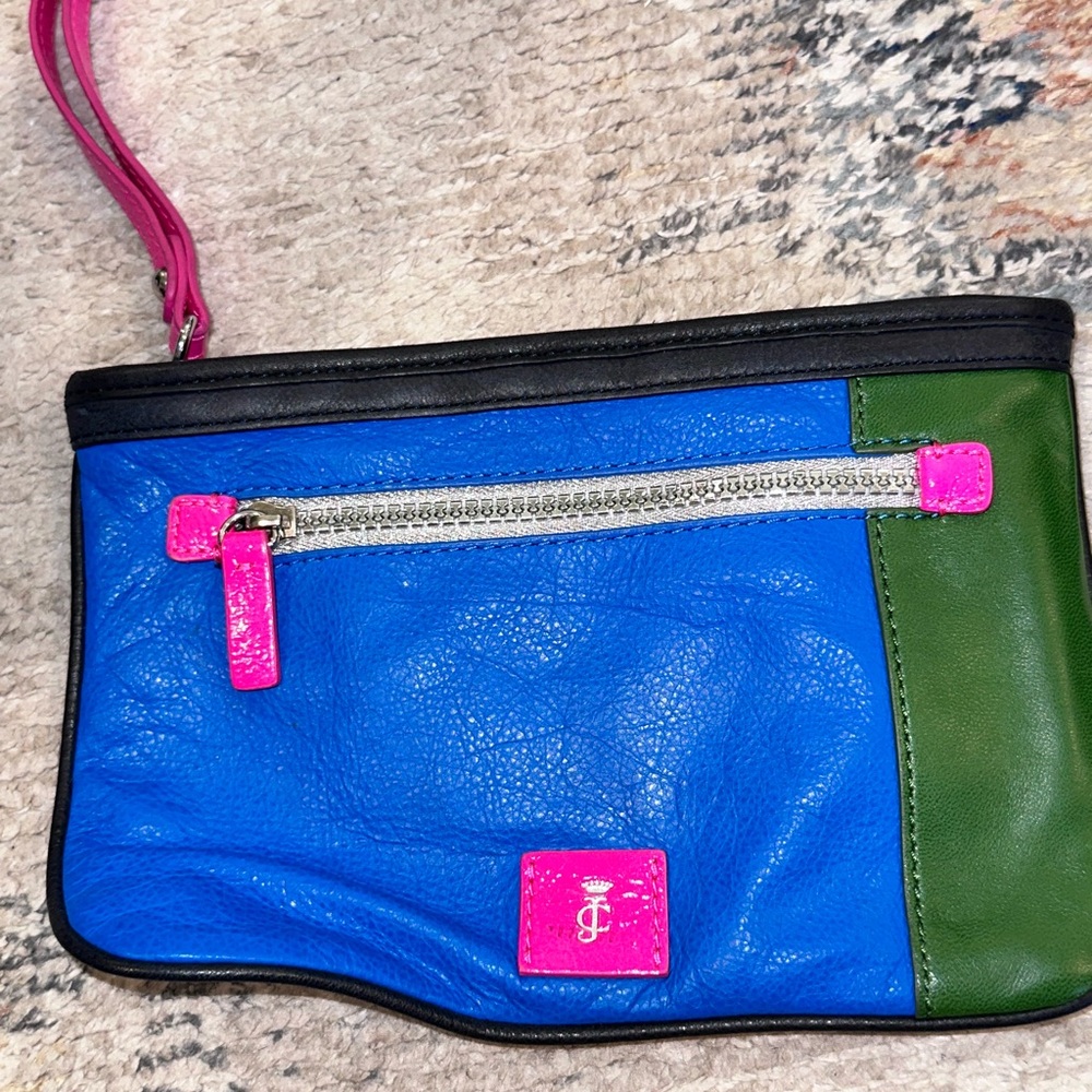 Juicy Couture Blue and Green Wristlet Clutch